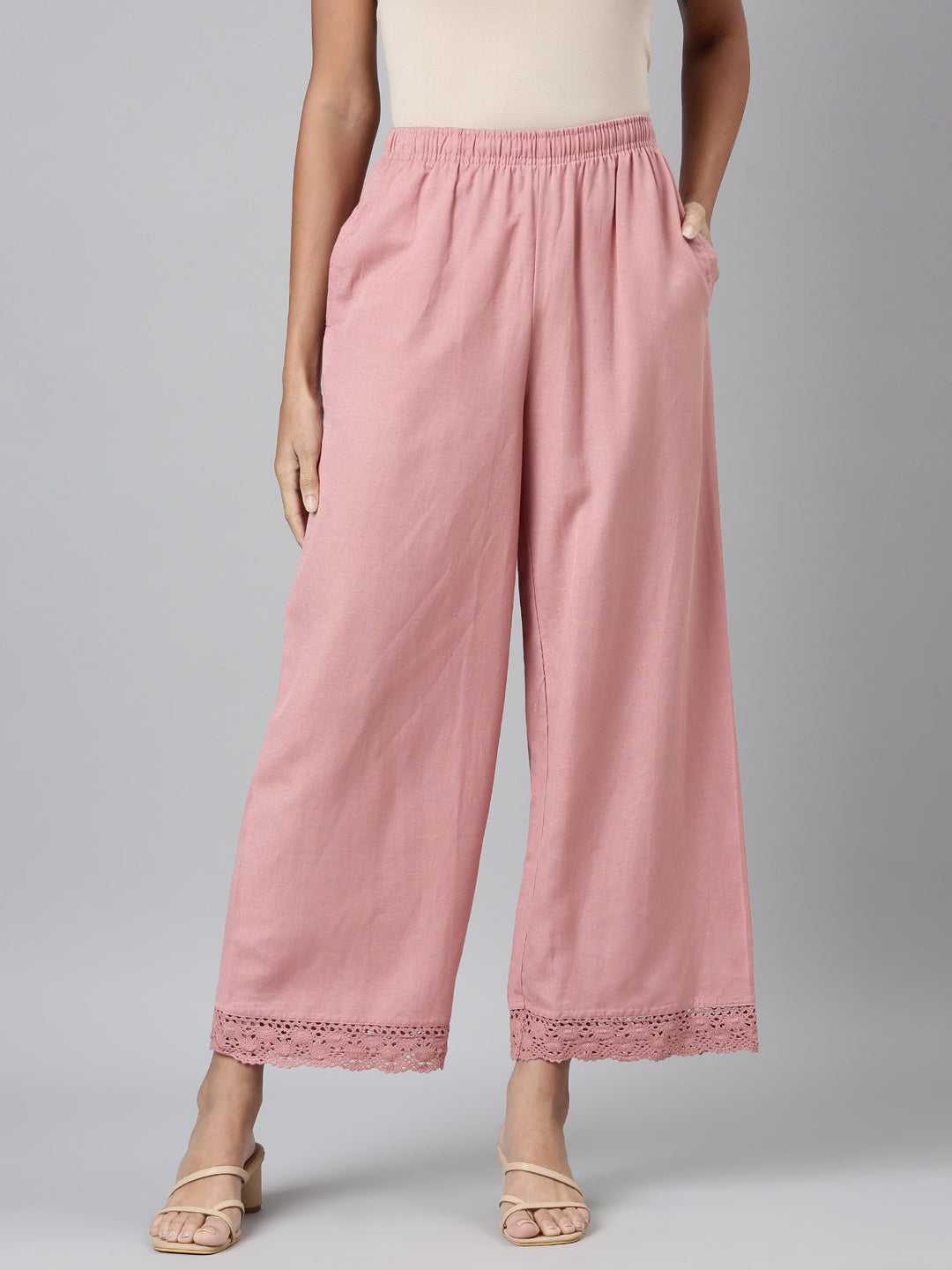Casual trousers Les Copains - Powder pink palazzo trousers - 31000221